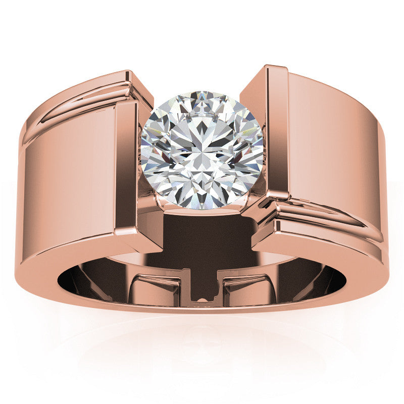 8mm, 2ct Round Mens Moissanite Ring