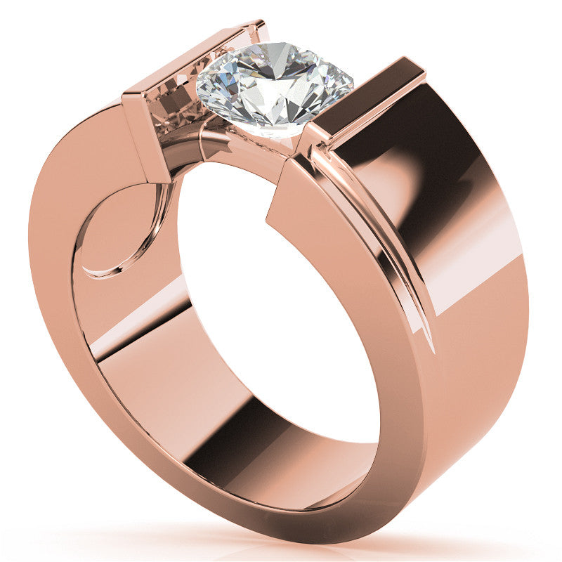 8mm, 2ct Round Mens Moissanite Ring