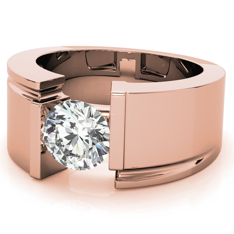 8mm, 2ct Round Mens Moissanite Ring