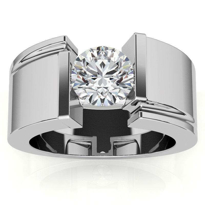 8mm, 2ct Round Mens Moissanite Ring