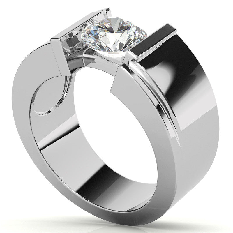 8mm, 2ct Round Mens Moissanite Ring