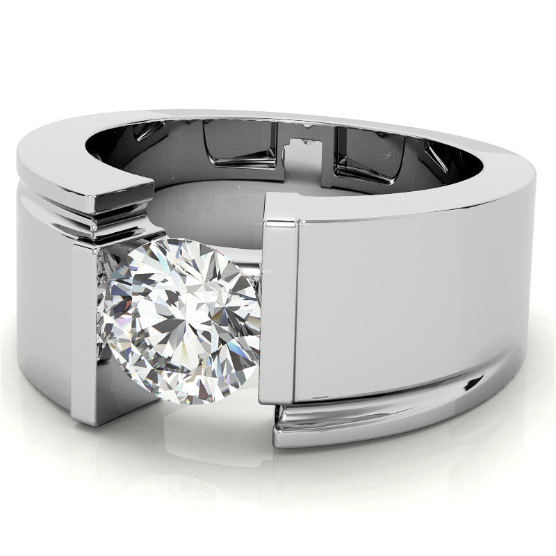 8mm, 2ct Round Mens Moissanite Ring
