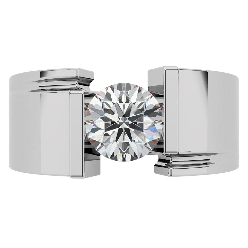 8mm, 2ct Round Mens Moissanite Ring