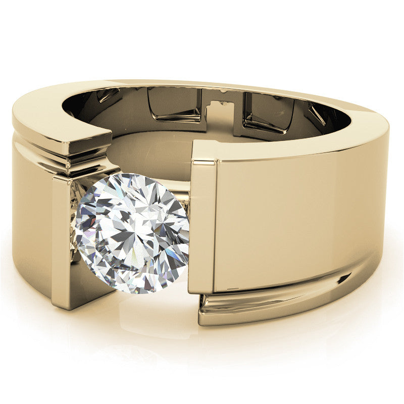 8mm, 2ct Round Mens Moissanite Ring