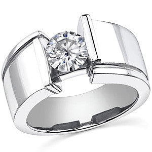 7.5mm, 1.5ct Round Mens Moissanite Ring