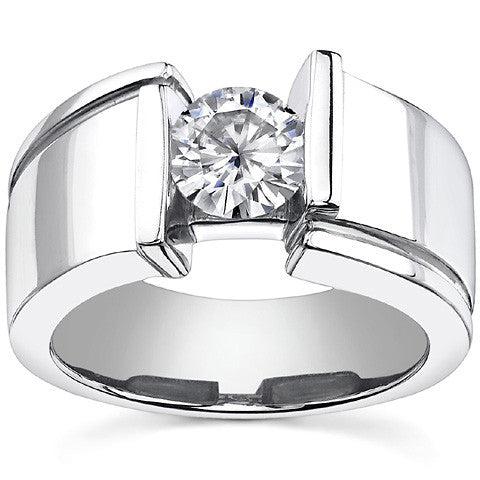 7.5mm, 1.5ct Round Mens Moissanite Ring