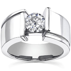 7.5mm, 1.5ct Round Mens Moissanite Ring