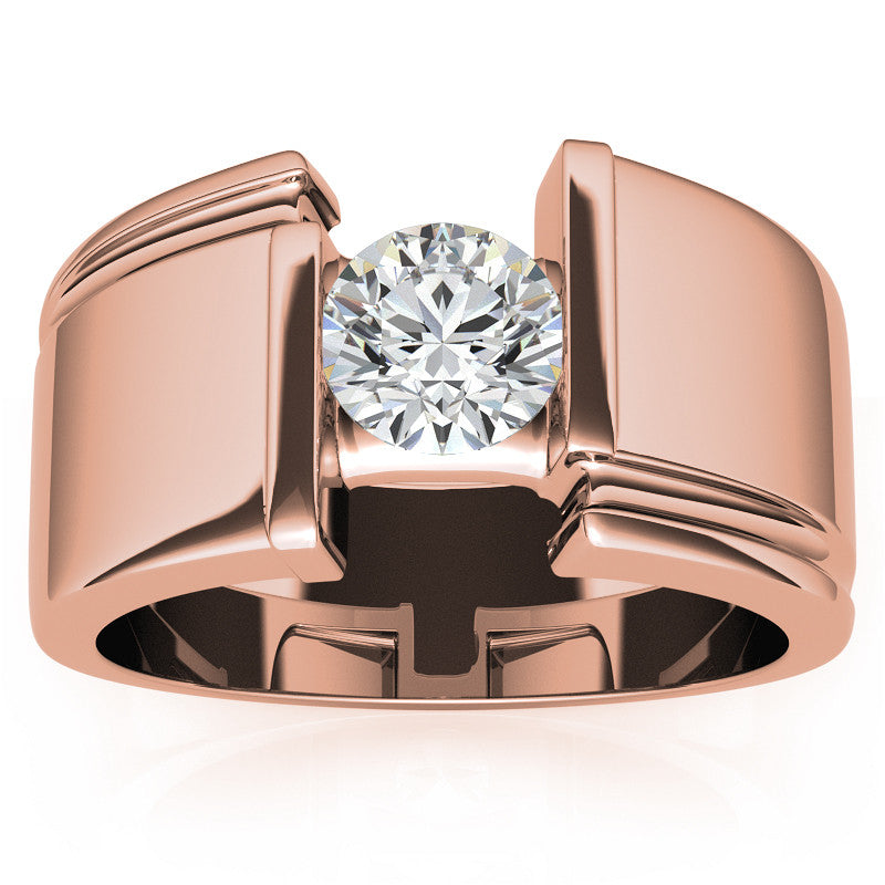 6.5mm, 1.0ct Round Mens Moissanite Ring