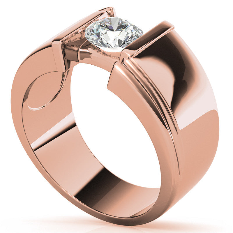 6.5mm, 1.0ct Round Mens Moissanite Ring
