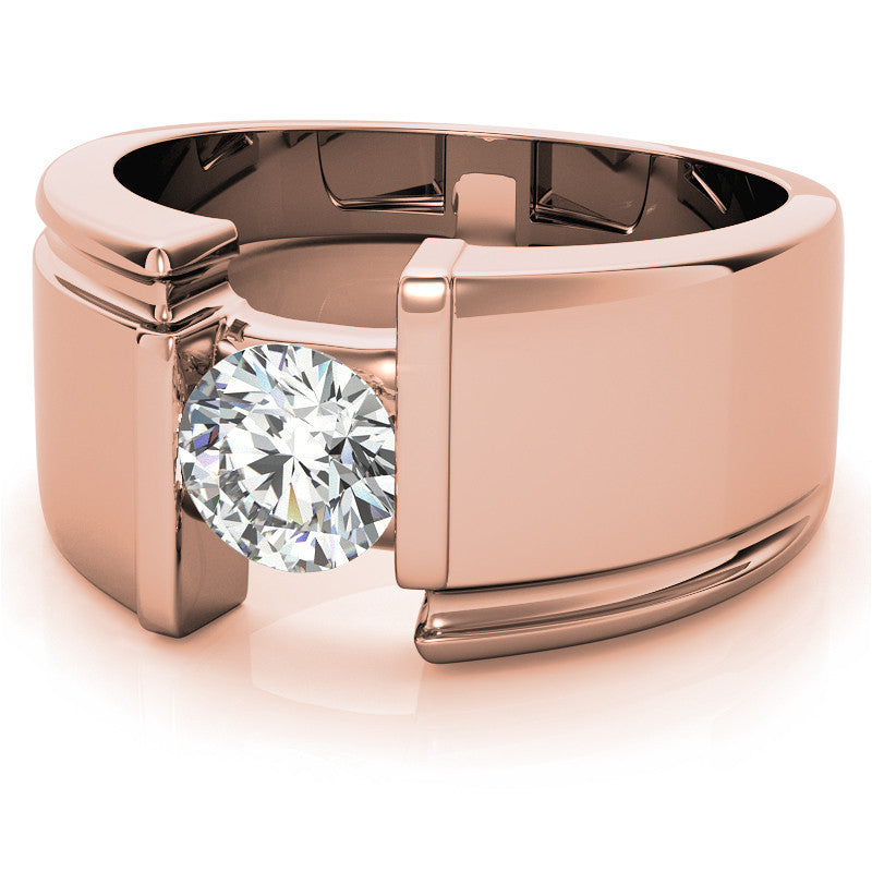 6.5mm, 1.0ct Round Mens Moissanite Ring