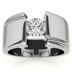 6.5mm, 1.0ct Round Mens Moissanite Ring