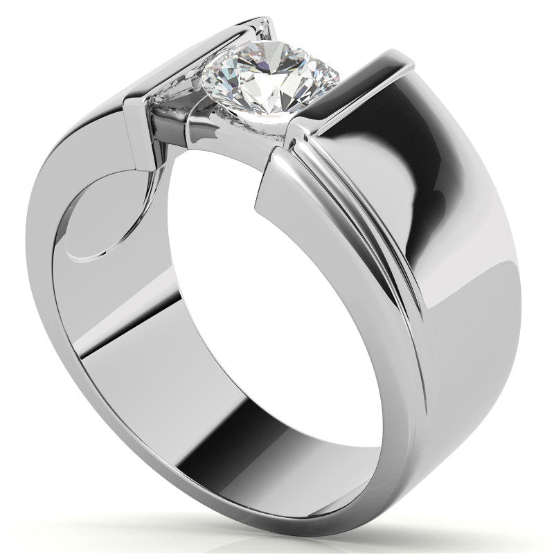 6.5mm, 1.0ct Round Mens Moissanite Ring