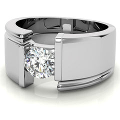 6.5mm, 1.0ct Round Mens Moissanite Ring