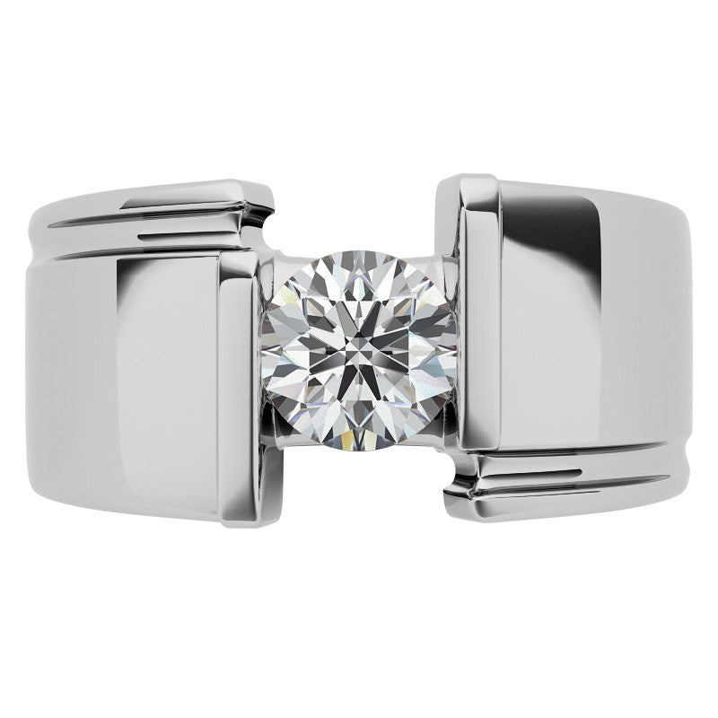 6.5mm, 1.0ct Round Mens Moissanite Ring