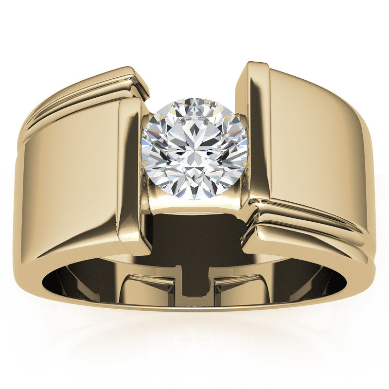 6.5mm, 1.0ct Round Mens Moissanite Ring