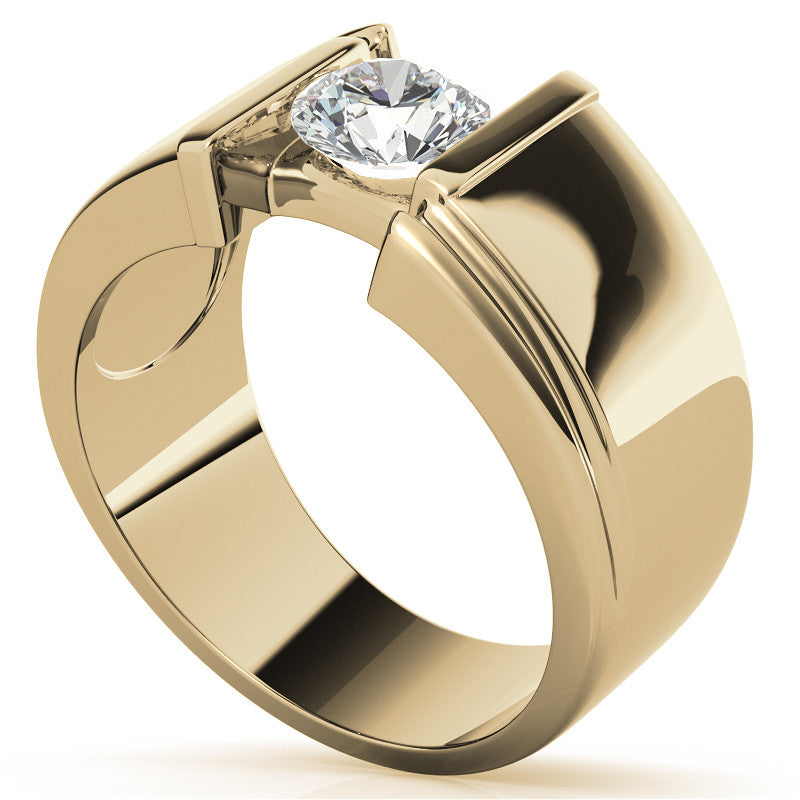 6.5mm, 1.0ct Round Mens Moissanite Ring