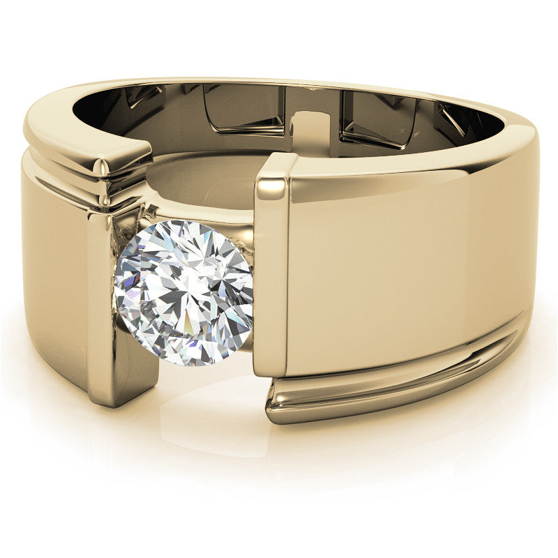 6.5mm, 1.0ct Round Mens Moissanite Ring