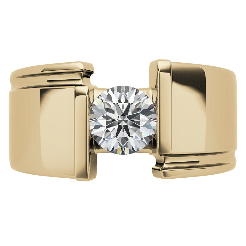 6.5mm, 1.0ct Round Mens Moissanite Ring