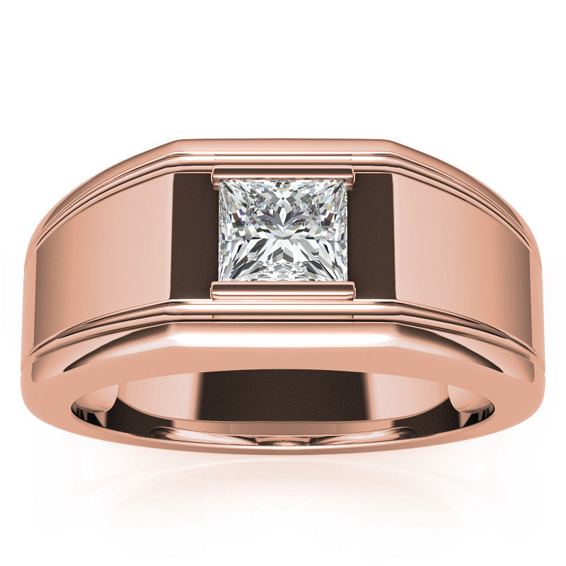5.5mm, 1.1ct Princess Mens Moissanite Ring