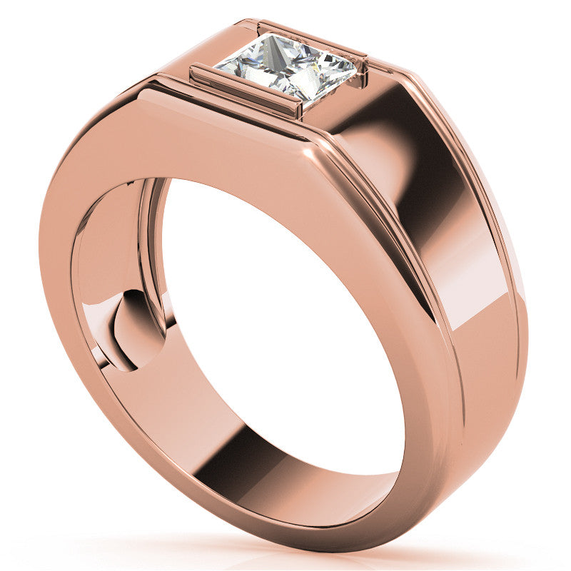 5.5mm, 1.1ct Princess Mens Moissanite Ring