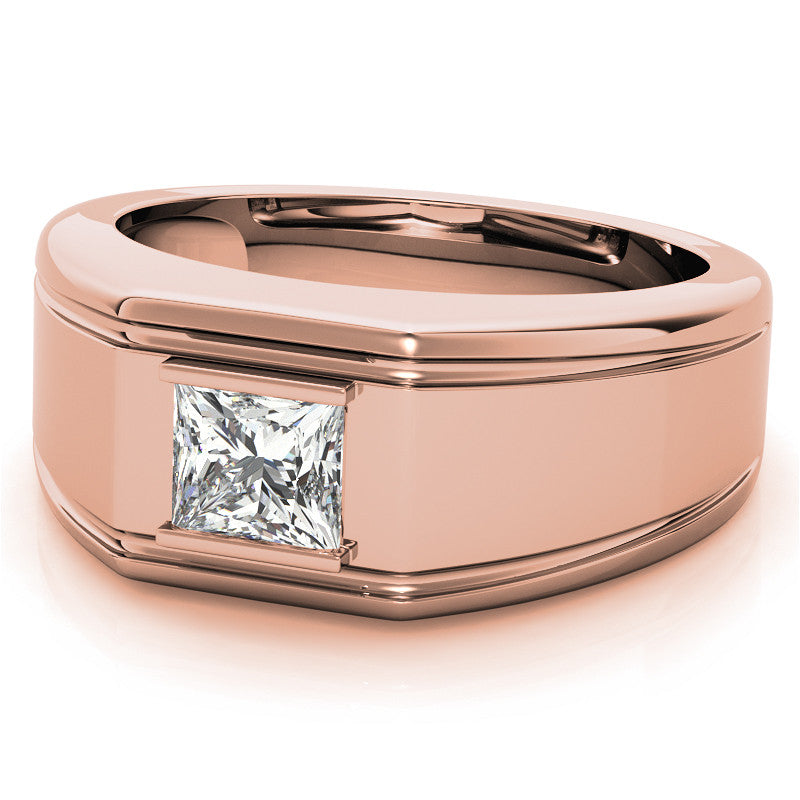 5.5mm, 1.1ct Princess Mens Moissanite Ring