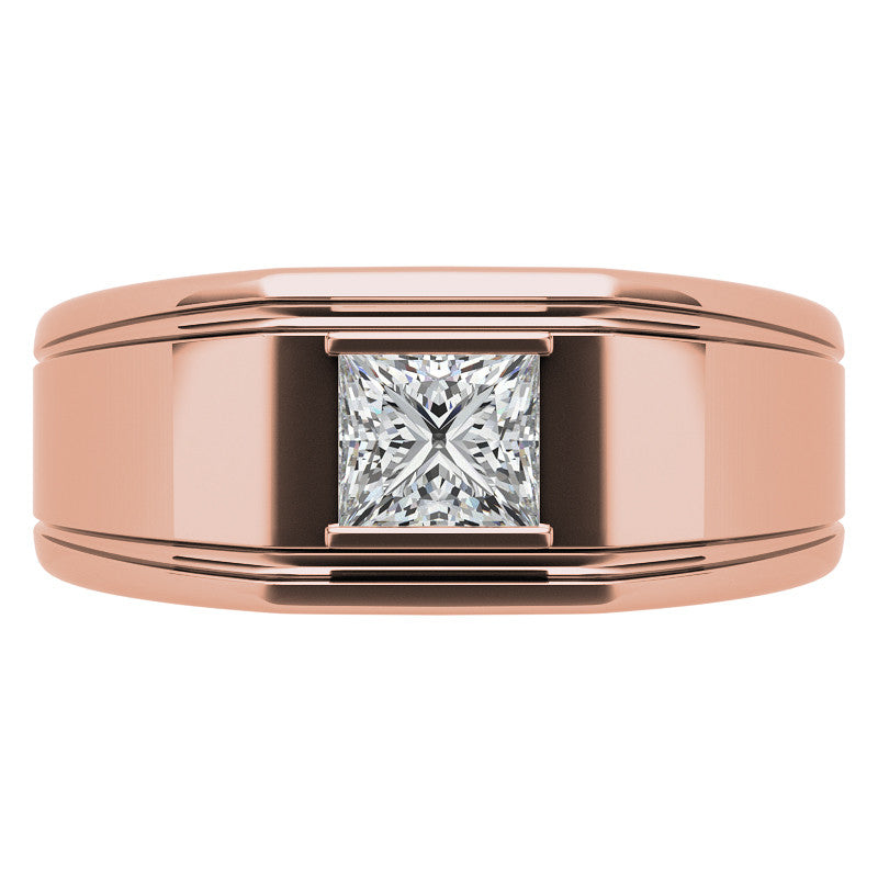 5.5mm, 1.1ct Princess Mens Moissanite Ring