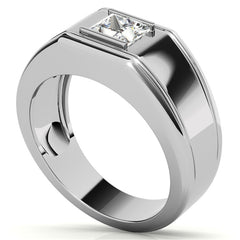5.5mm, 1.1ct Princess Mens Moissanite Ring