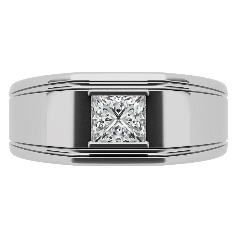 5.5mm, 1.1ct Princess Mens Moissanite Ring