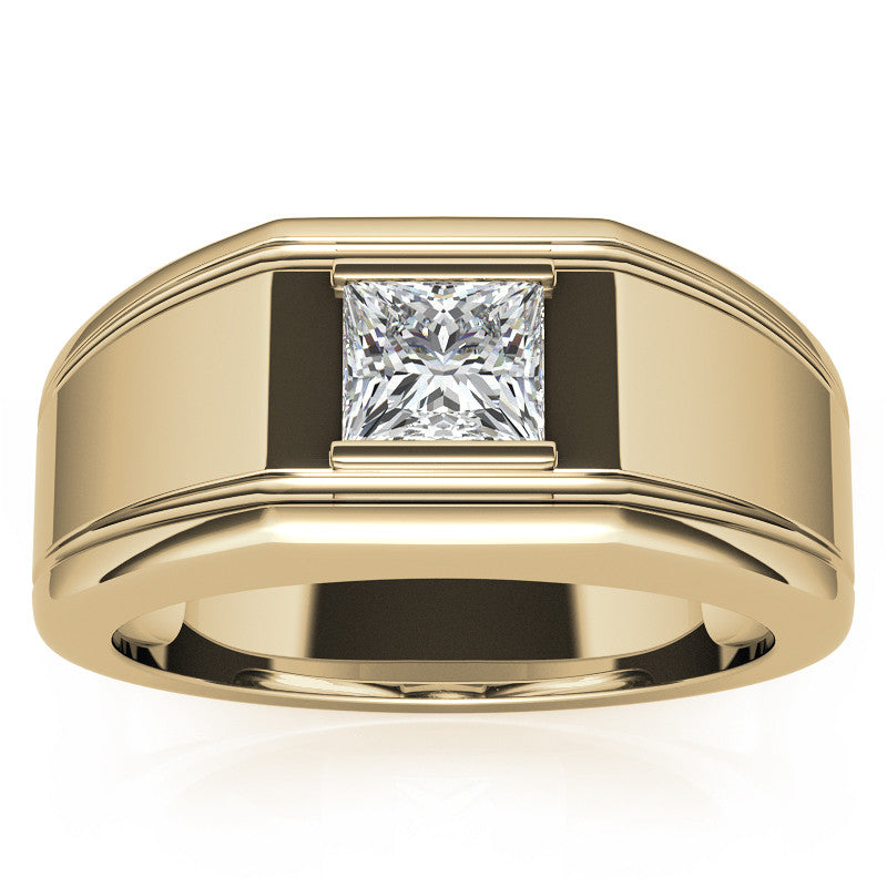 5.5mm, 1.1ct Princess Mens Moissanite Ring