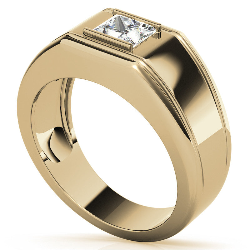 5.5mm, 1.1ct Princess Mens Moissanite Ring