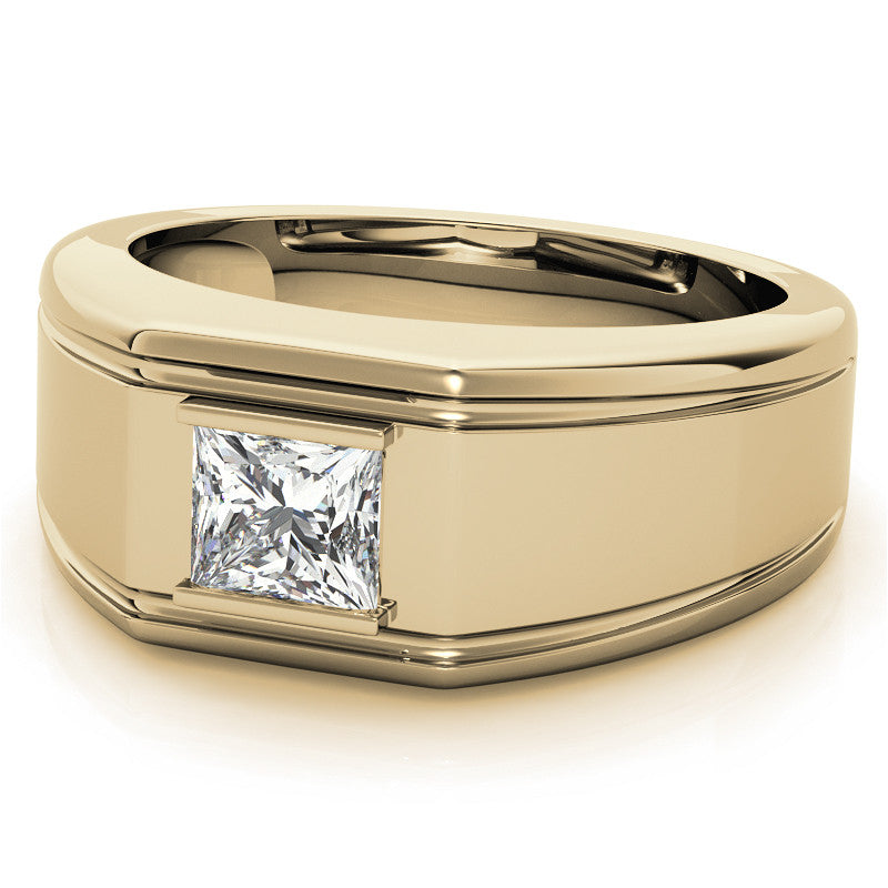 5.5mm, 1.1ct Princess Mens Moissanite Ring