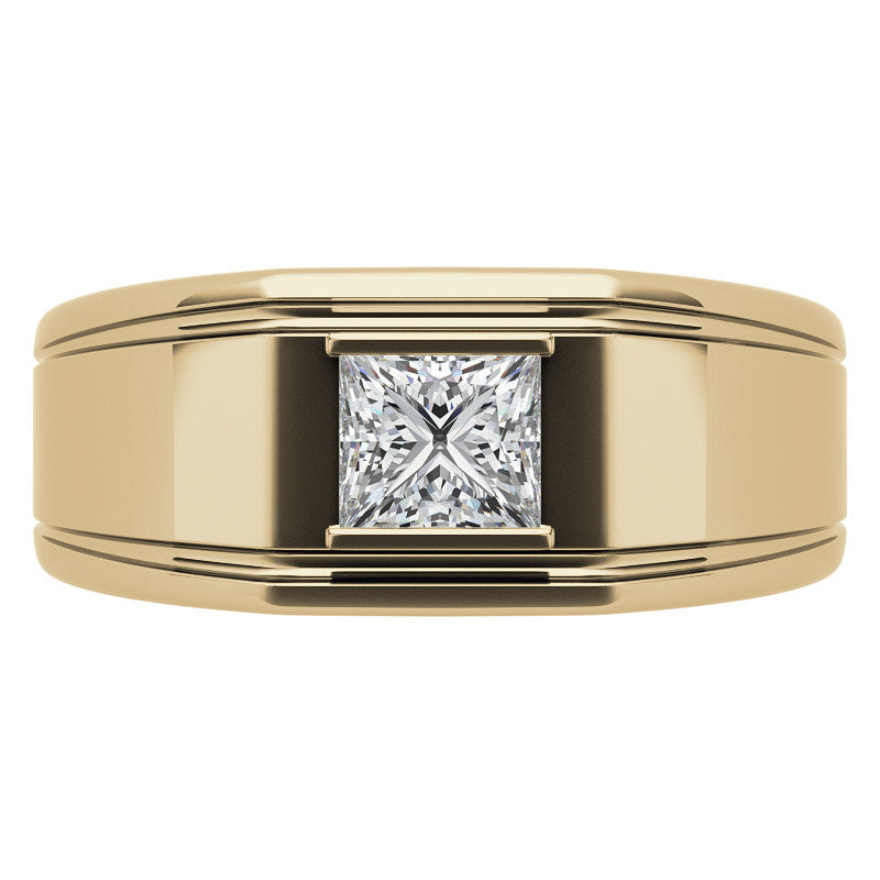 5.5mm, 1.1ct Princess Mens Moissanite Ring