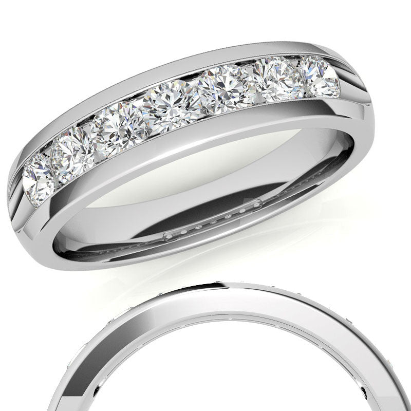 3.5mm, 1.05ct Round Channel Mens Moissanite Ring