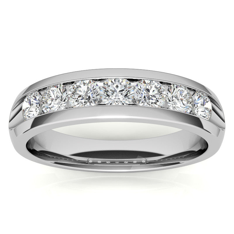 3.5mm, 1.05ct Round Channel Mens Moissanite Ring