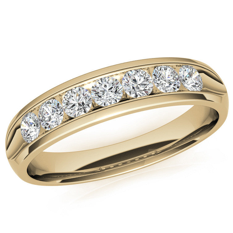 3mm, 0.70ct Round Channel Mens Moissanite Ring