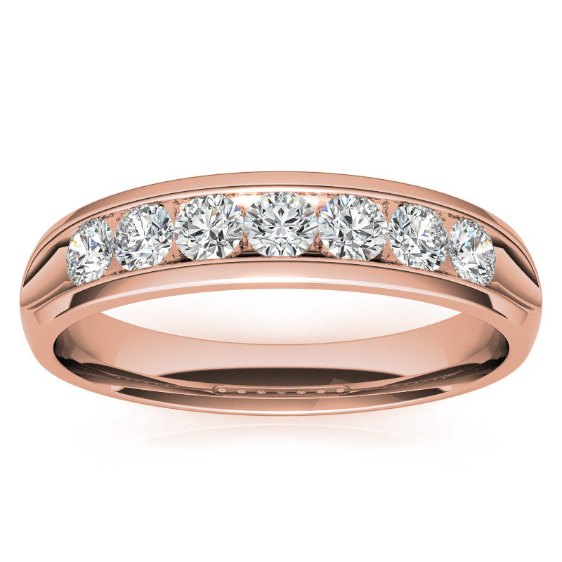 3mm, 0.70ct Round Channel Mens Moissanite Ring