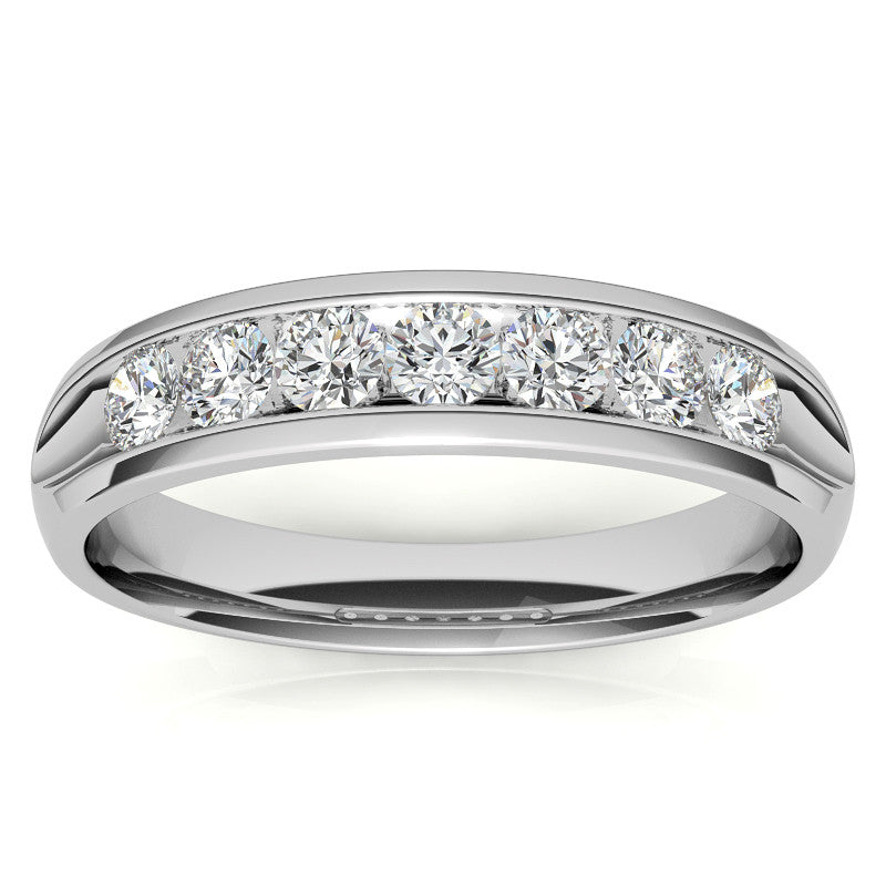 3mm, 0.70ct Round Channel Mens Moissanite Ring