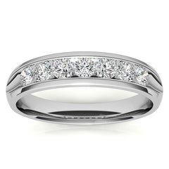 3mm, 0.70ct Round Channel Mens Moissanite Ring