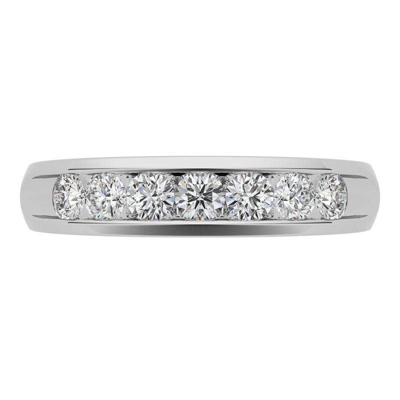 3mm, 0.70ct Round Channel Mens Moissanite Ring