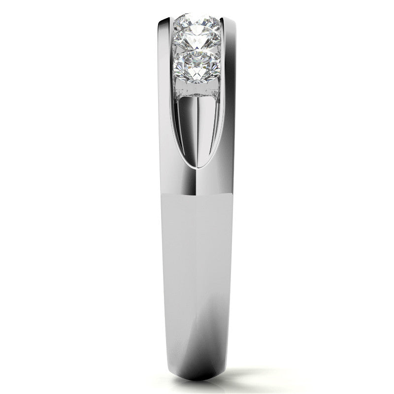 3mm, 0.70ct Round Channel Mens Moissanite Ring