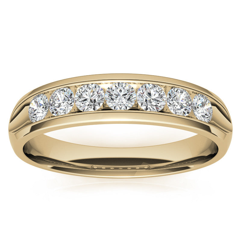 3mm, 0.70ct Round Channel Mens Moissanite Ring