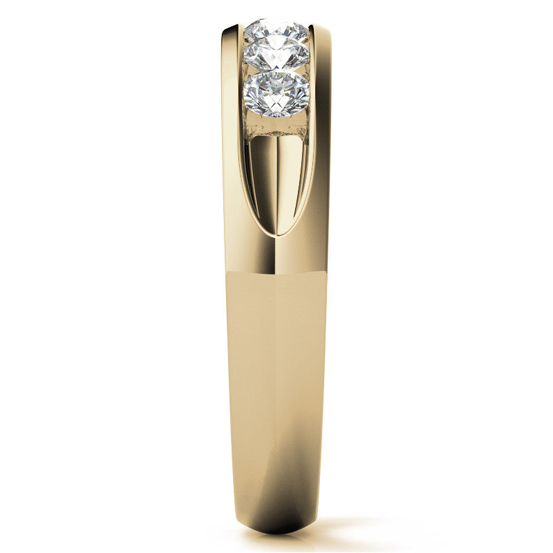 3mm, 0.70ct Round Channel Mens Moissanite Ring