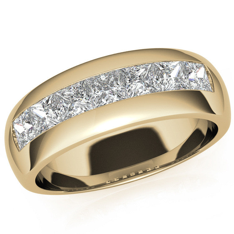 3.5mm, 1.96ct Square Channel Mens Moissanite Ring