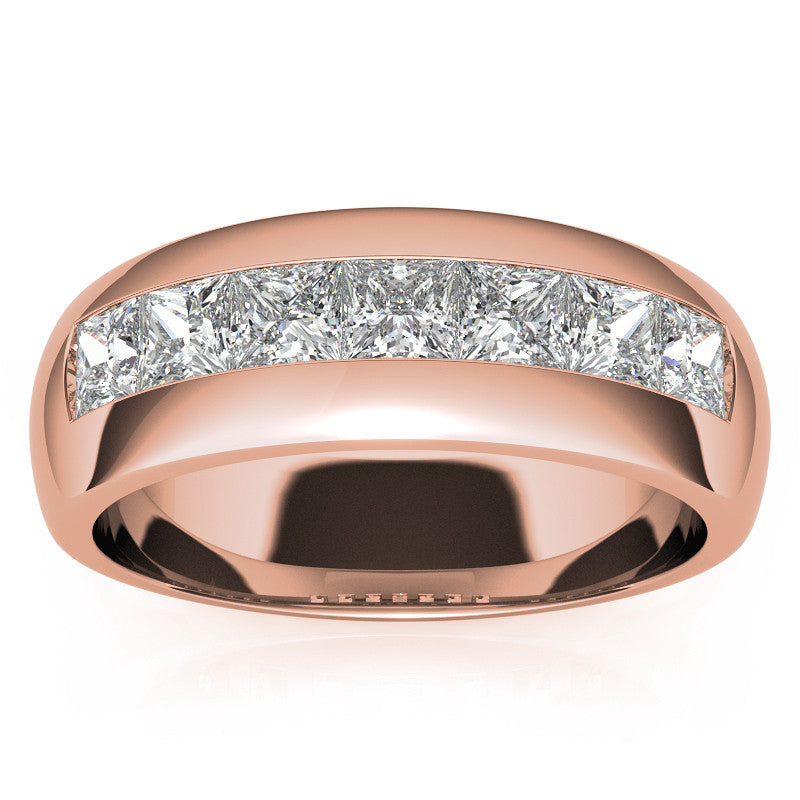3.5mm, 1.96ct Square Channel Mens Moissanite Ring