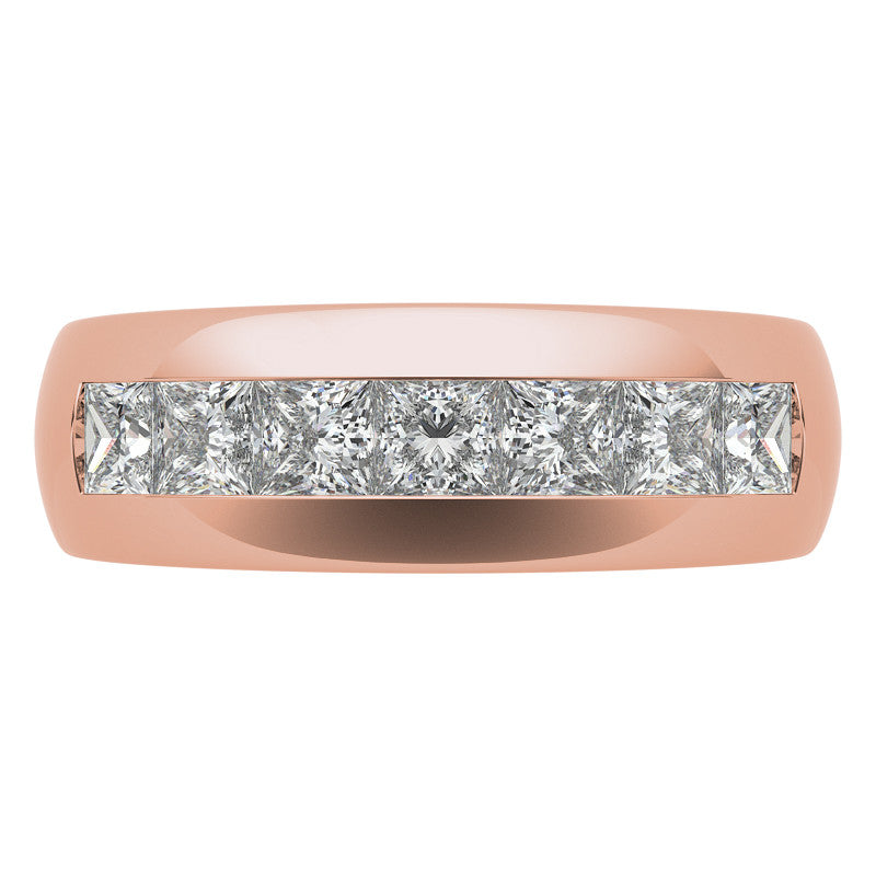 3.5mm, 1.96ct Square Channel Mens Moissanite Ring