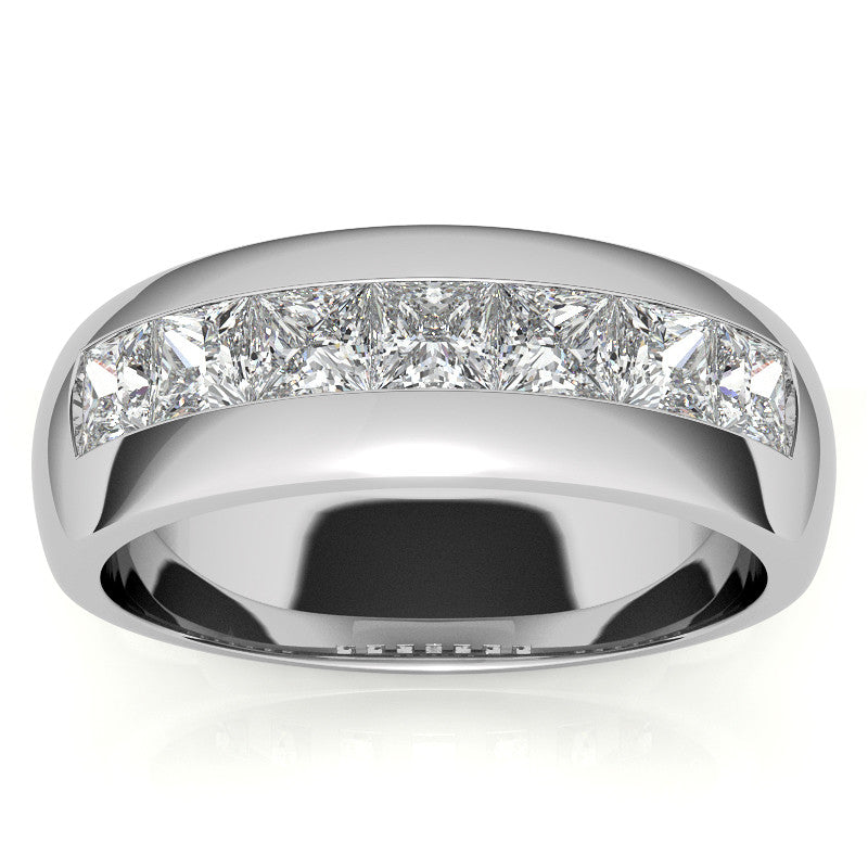 3.5mm, 1.96ct Square Channel Mens Moissanite Ring