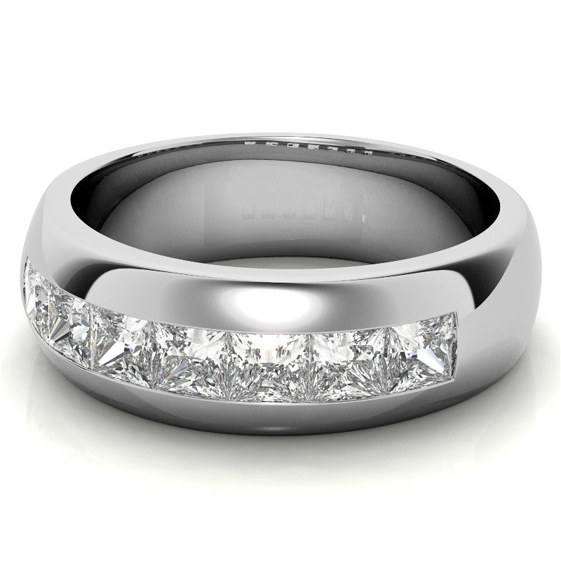 3.5mm, 1.96ct Square Channel Mens Moissanite Ring