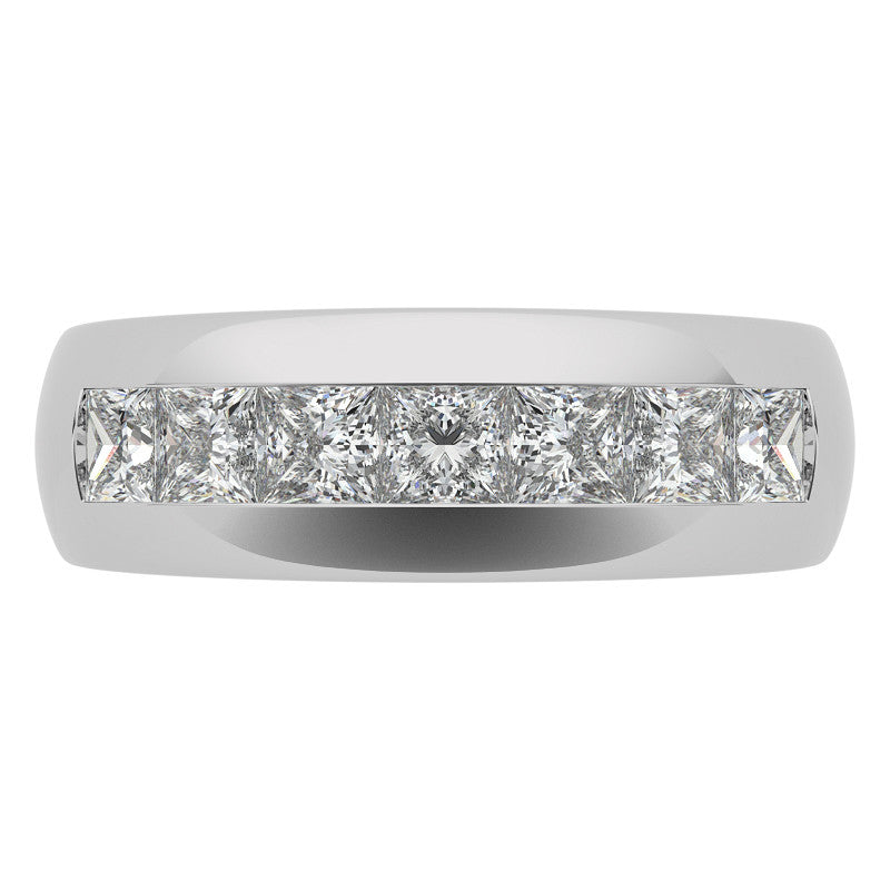 3.5mm, 1.96ct Square Channel Mens Moissanite Ring