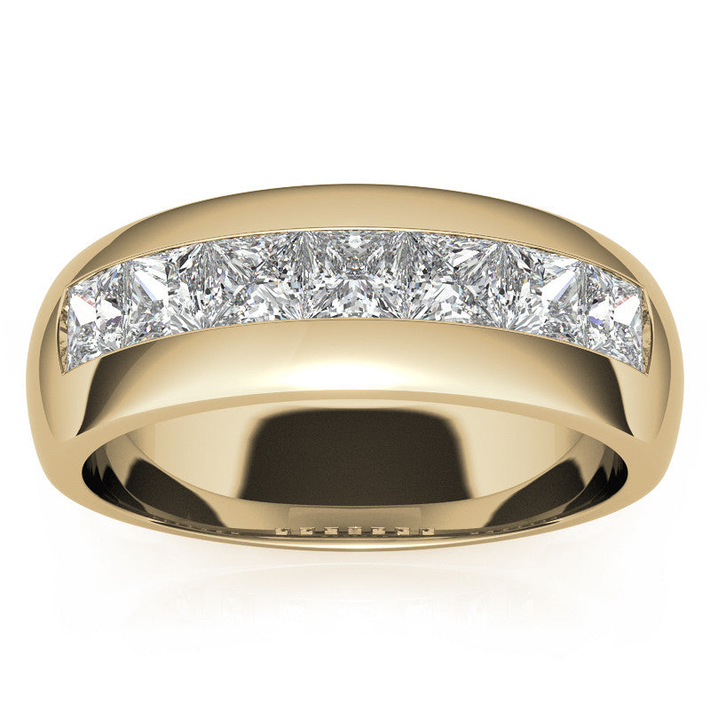 3.5mm, 1.96ct Square Channel Mens Moissanite Ring