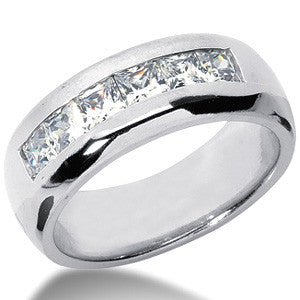 3mm, 1.26ct Princess Channel Mens Moissanite Ring
